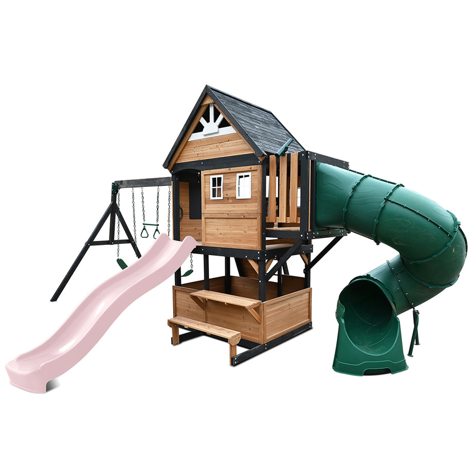 Claremont Swing Set & Play Centre with 2.2m Slide (Pastel Pink)