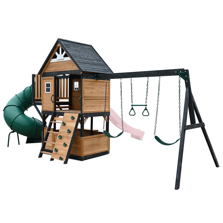 Claremont Swing Set & Play Centre with 2.2m Slide (Pastel Pink)