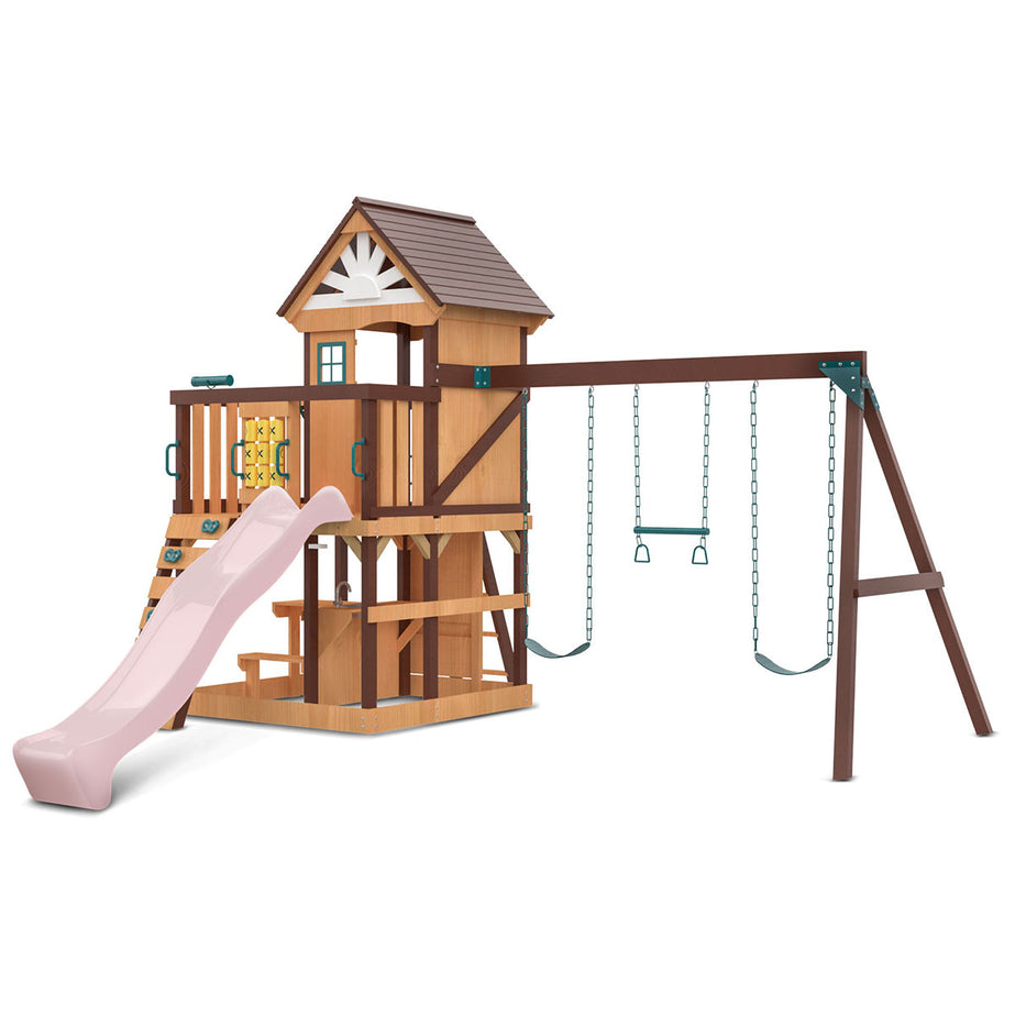 Coventry Swing Set & Play Centre with 2.2m Slide (Pastel Pink)