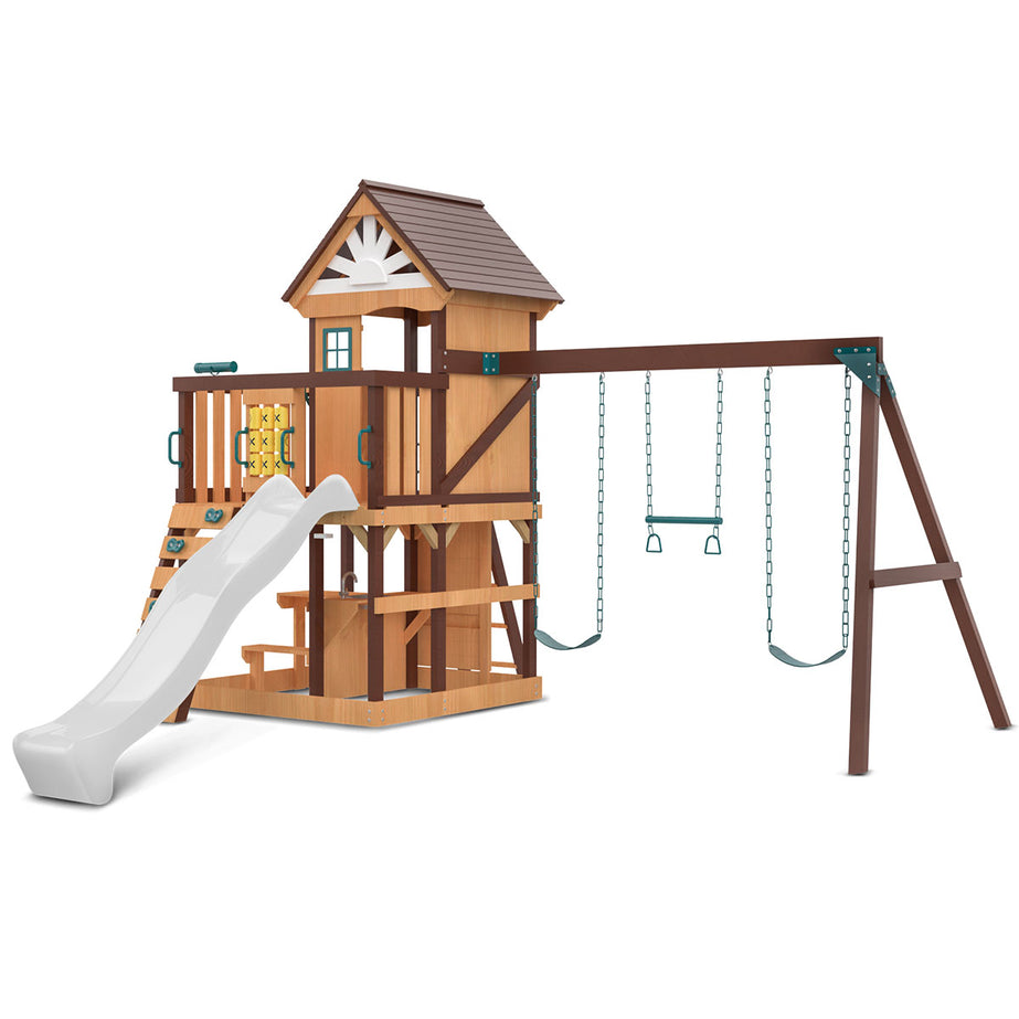 Coventry Swing Set & Play Centre with 2.2m Slide (White)