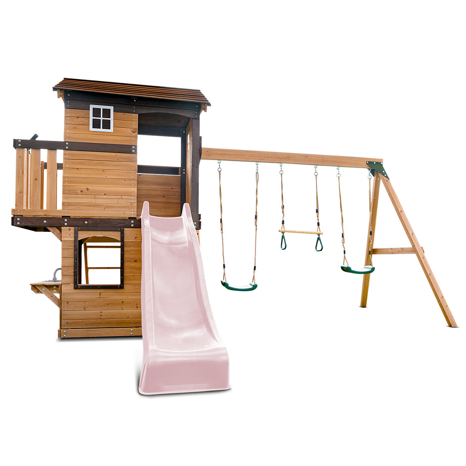 Darlington Swing Set & Play Centre with 2.2m Slide (Pastel Pink)