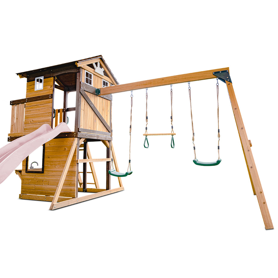 Darlington Swing Set & Play Centre with 2.2m Slide (Pastel Pink)