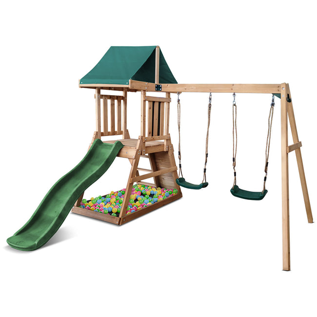Lifespan Kids Greenvale Swing Set & Play Centre 1.8m Slide (Green)