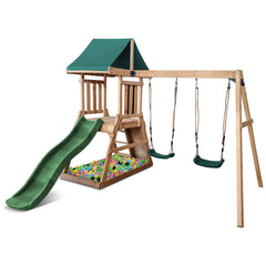 Greenvale Swing Set & Playground with 1.8m Slide (Green)