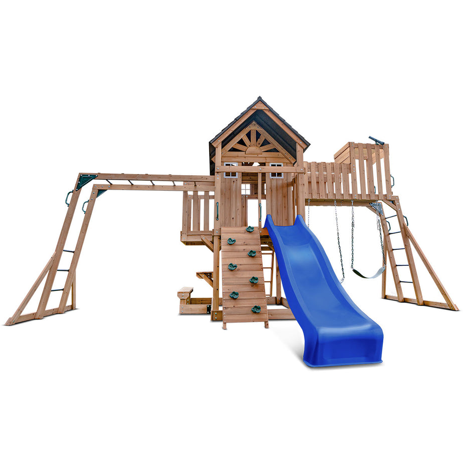 Kensington Swing Set, Monkey Bars & Play Centre with 2.2m Slide (Blue)