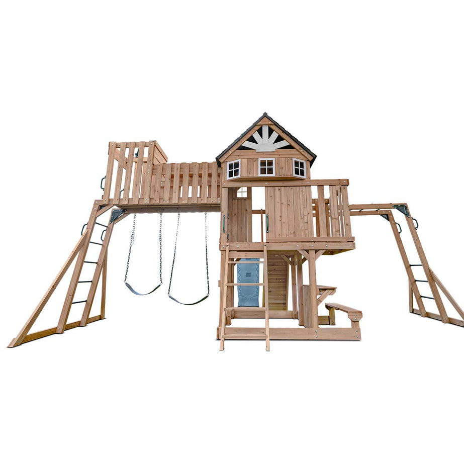 Kensington Swing Set, Monkey Bars & Playground with 2.2m Slide (Pastel Blue)