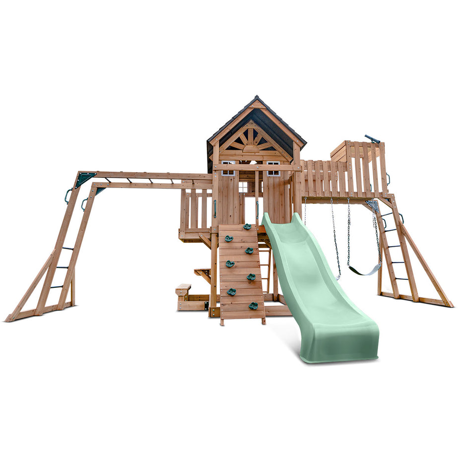 Kensington Swing Set, Monkey Bars & Play Centre with 2.2m Slide (Pastel Green)