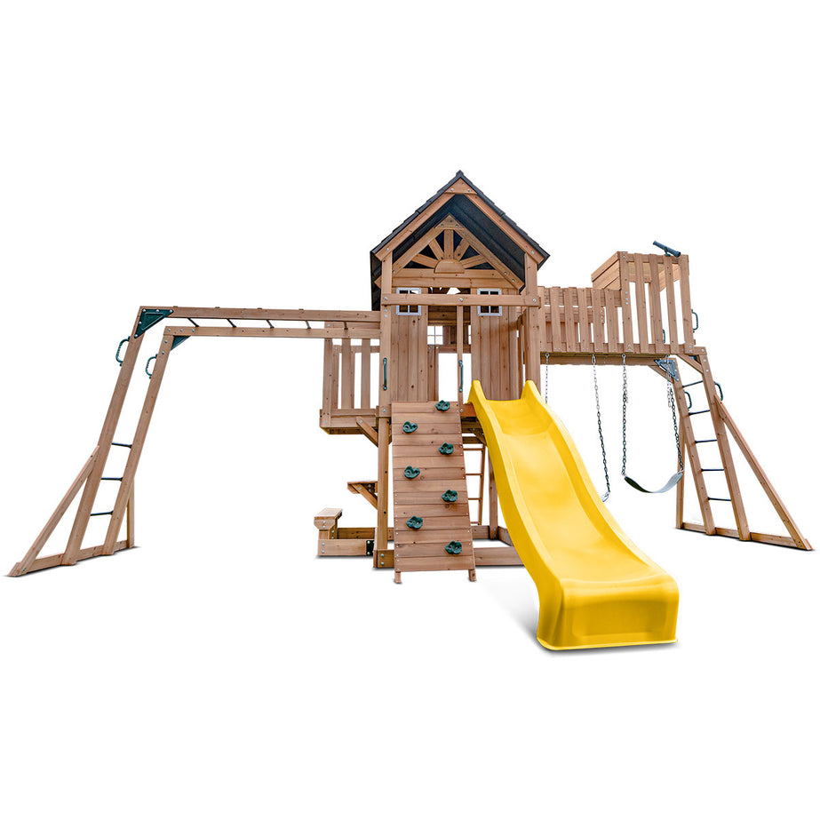 Kensington Swing Set, Monkey Bars & Play Centre with 2.2m Slide (Yellow)