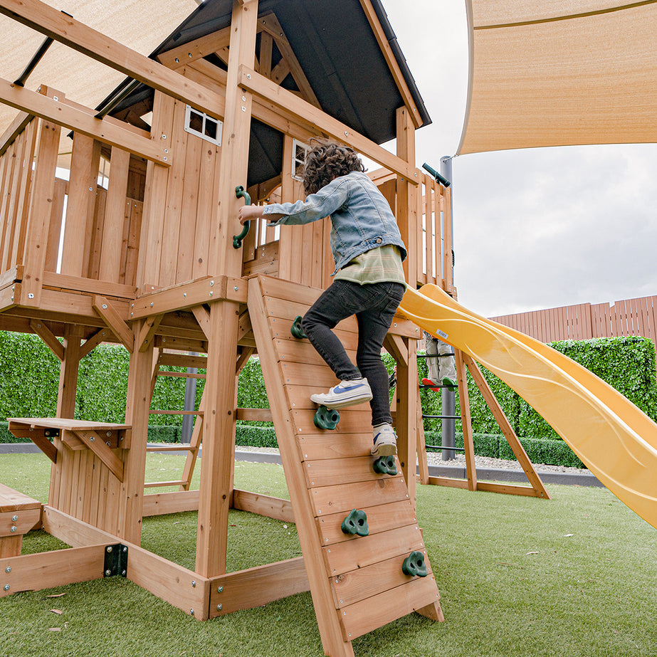 Kensington Swing Set, Monkey Bars & Playground with 2.2m Slide (Yellow)