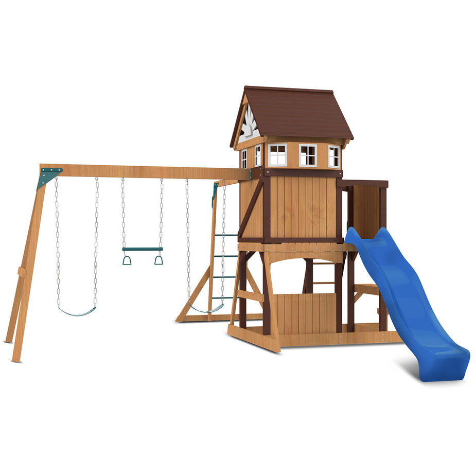 Meer Brook Swing Set, Monkey Bars & Play Centre with 2.2m Slide (Blue)
