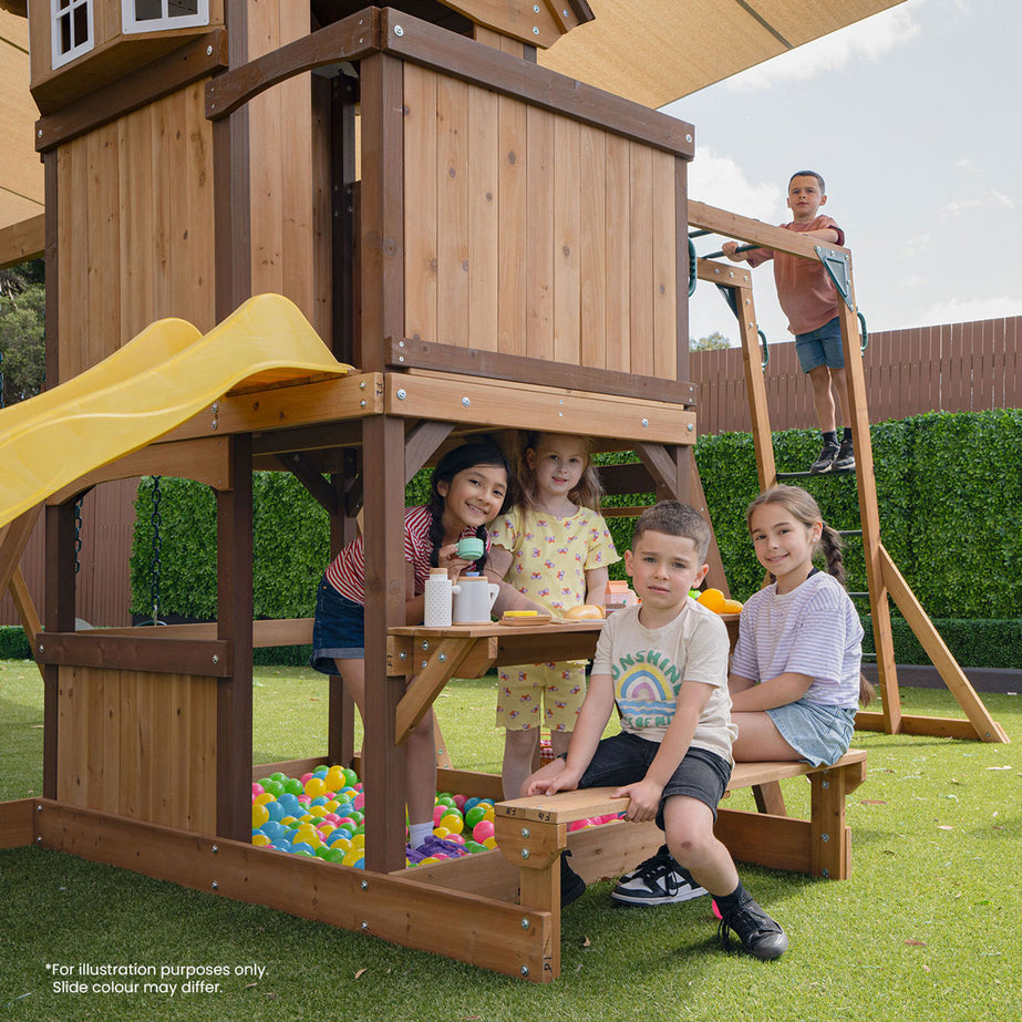 Meer Brook Swing Set, Monkey Bars & Play Centre with 2.2m Slide (Green)