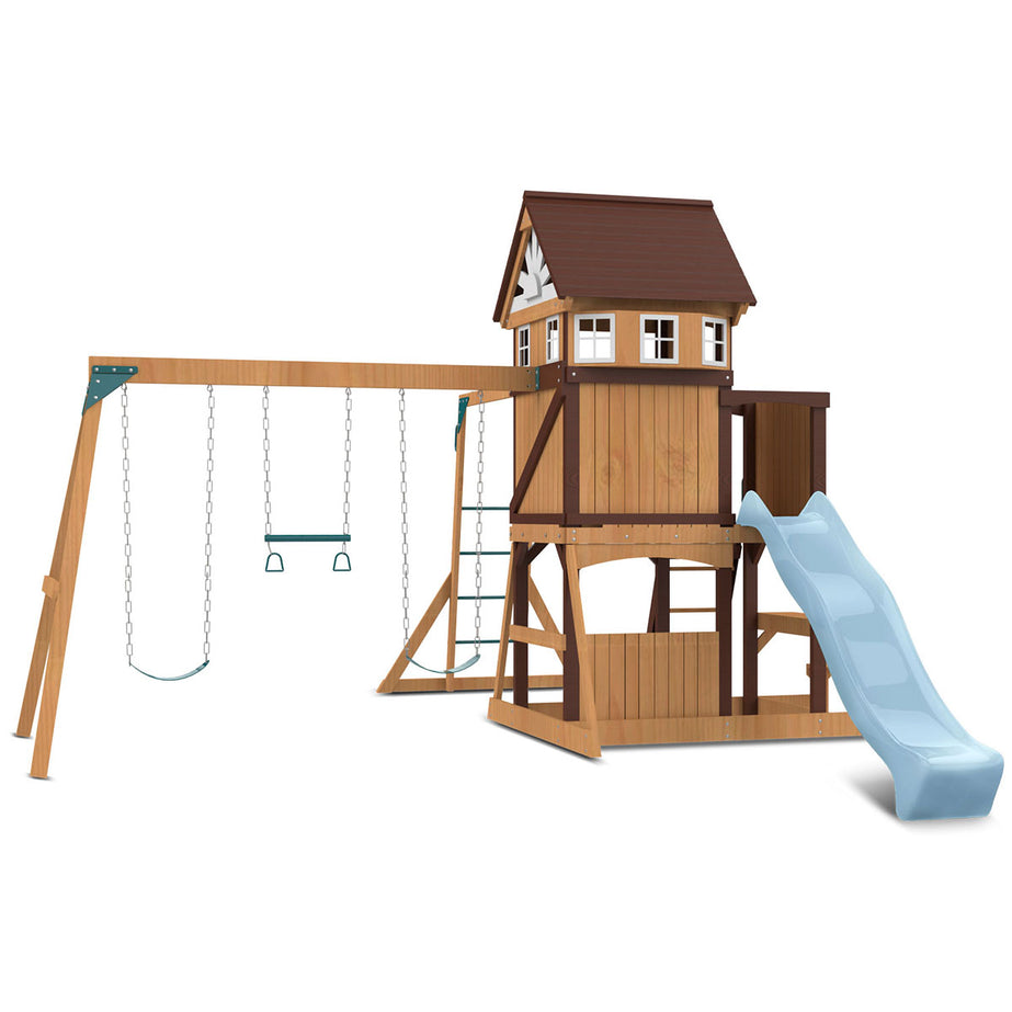 Meer Brook Swing Set, Monkey Bars & Play Centre with 2.2m Slide (Pastel Blue)