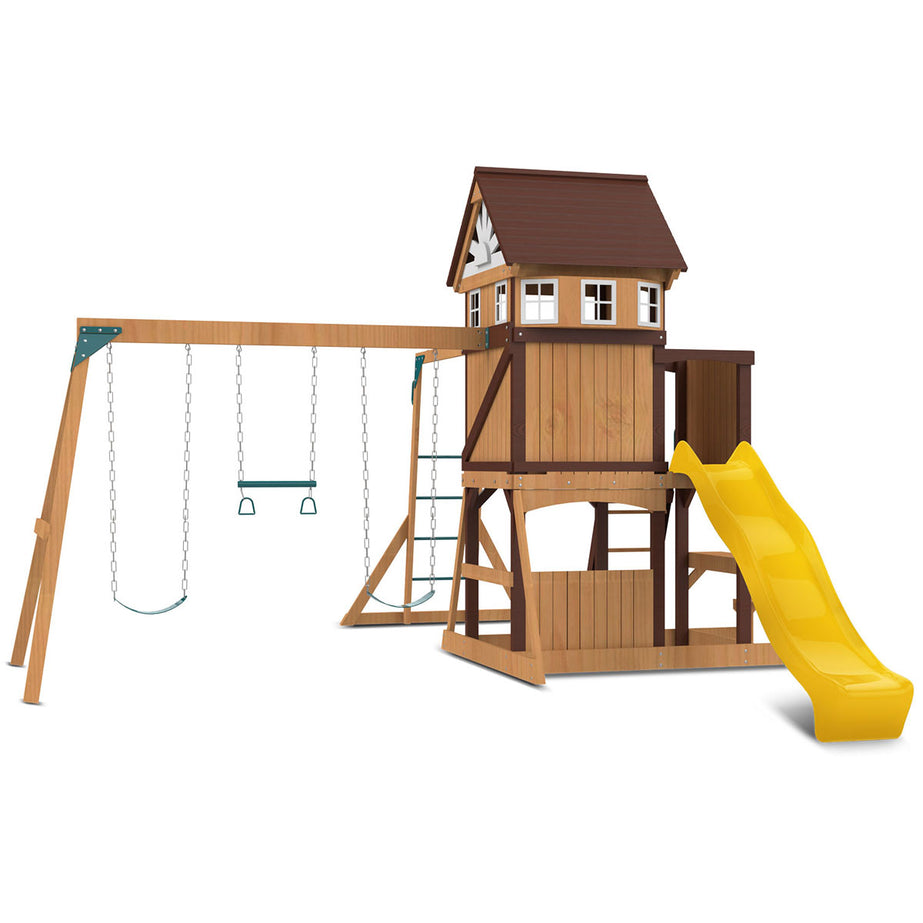 Meer Brook Swing Set, Monkey Bars & Play Centre with 2.2m Slide (Yellow)