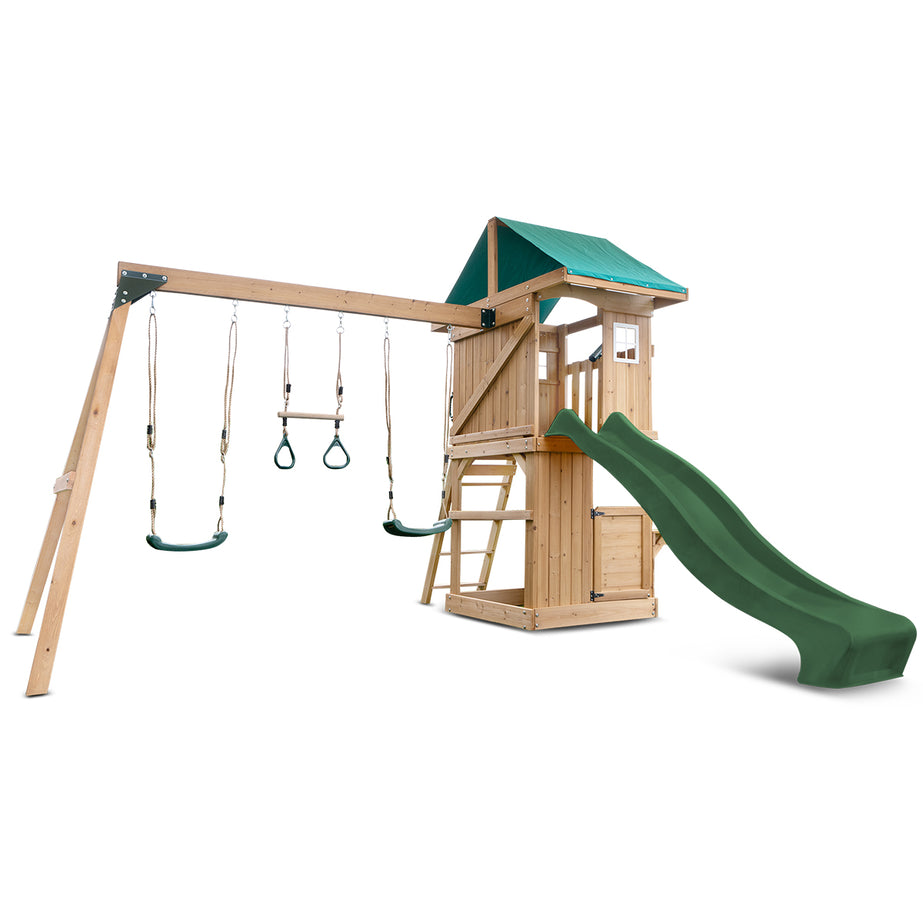 Montrose Swing Set & Play Centre with 2.2m Slide (Green)