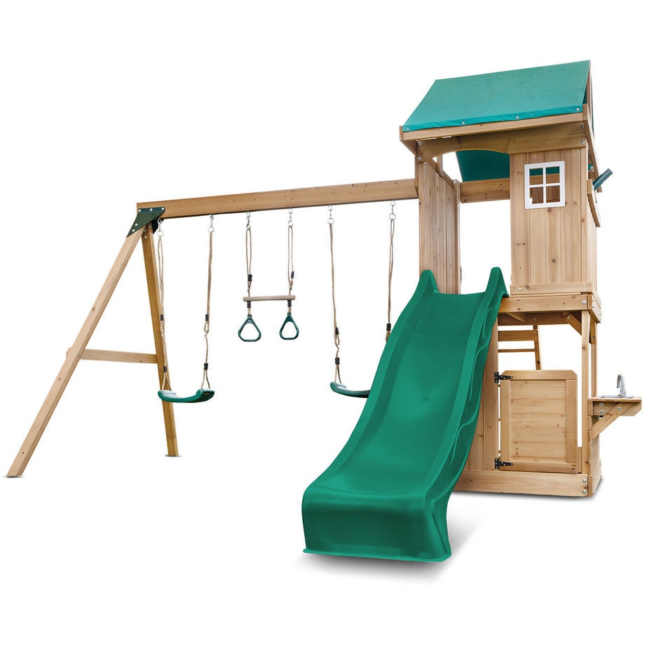 Montrose Play Centre & Swing Set (Green Slide)