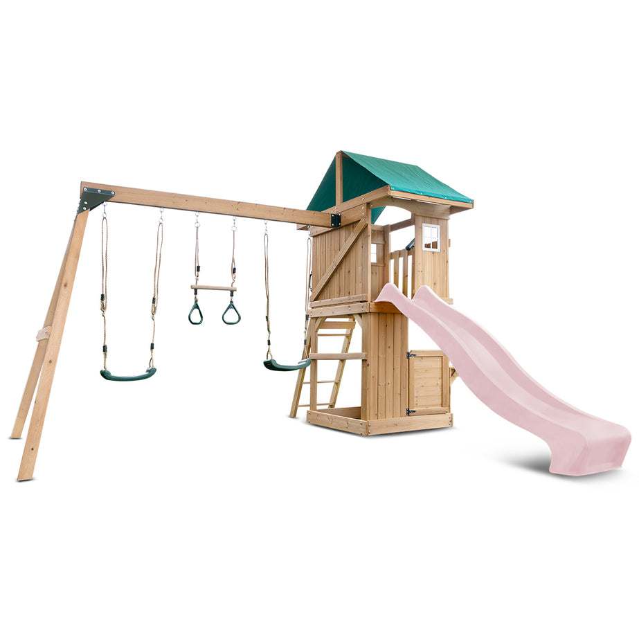 Montrose Swing Set & Play Centre with 2.2m Slide (Pastel Pink)