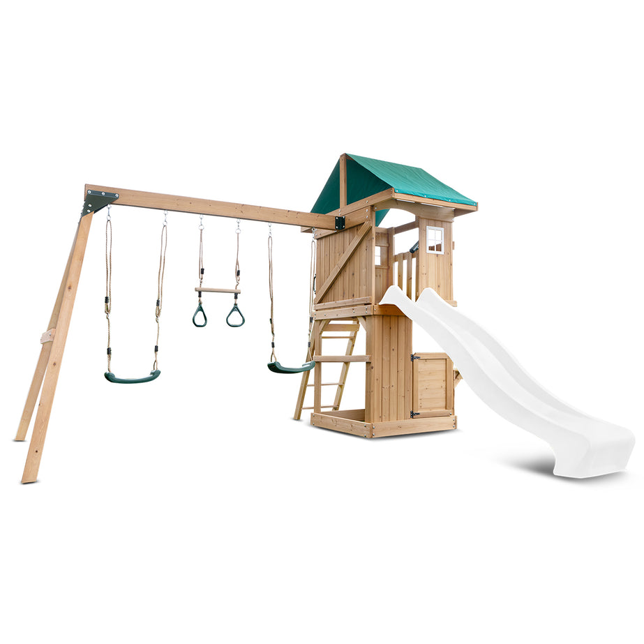 Montrose Swing Set & Play Centre with 2.2m Slide (White)