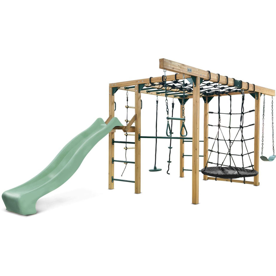 Orangutan Monkey Bars Jungle Gym Climbing Frame with 2.2m Slide (Pastel Green)