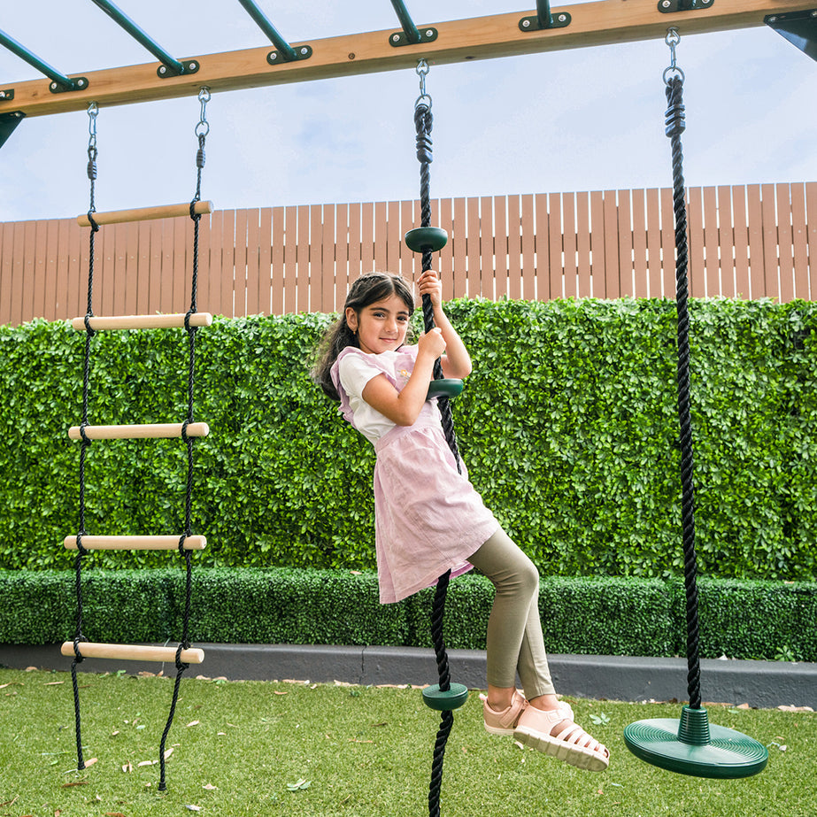 Orangutan Monkey Bars Jungle Gym Climbing Frame with 2.2m Slide (Pastel Green)