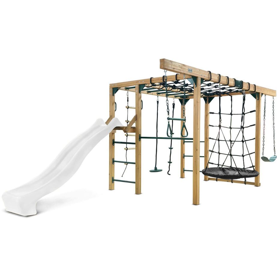 Orangutan Monkey Bars Jungle Gym Climbing Frame with 2.2m Slide (White)