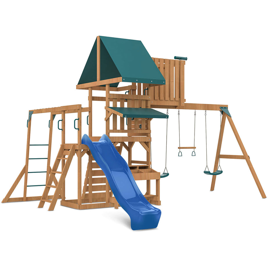 Walton Swing Set, Monkey Bars & Play Centre with 2.2m Slide (Blue)