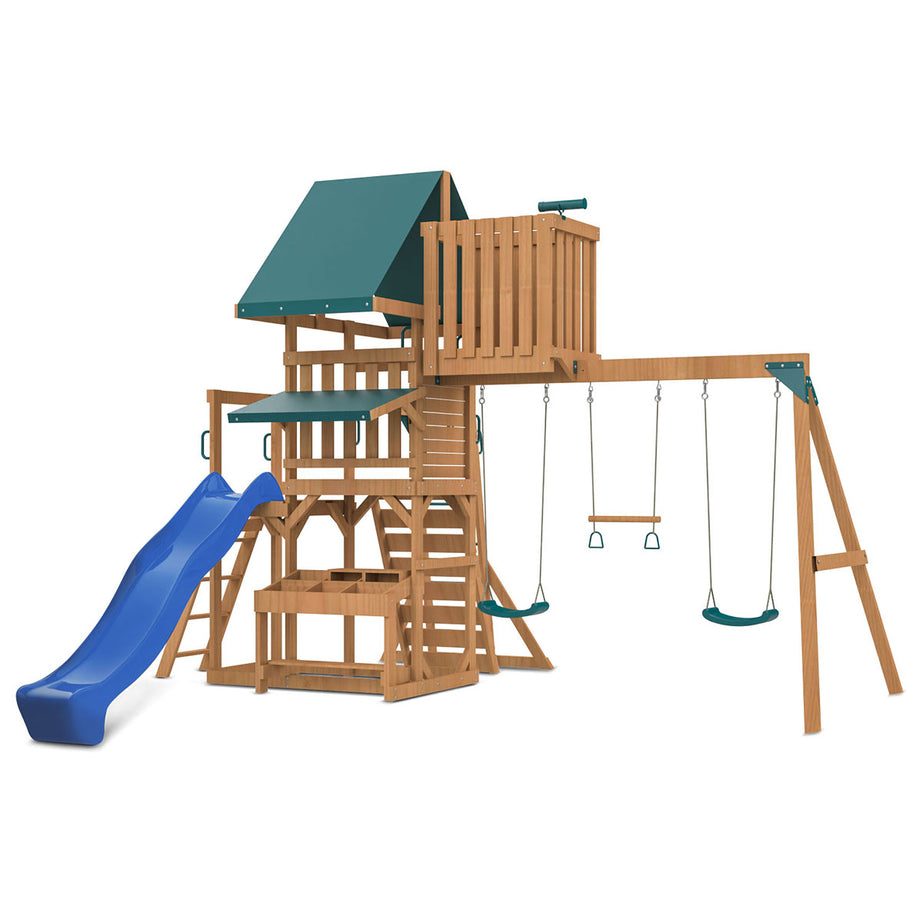 Walton Swing Set, Monkey Bars & Play Centre with 2.2m Slide (Blue)