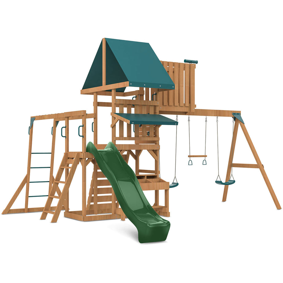Walton Swing Set, Monkey Bars & Play Centre with 2.2m Slide (Green)