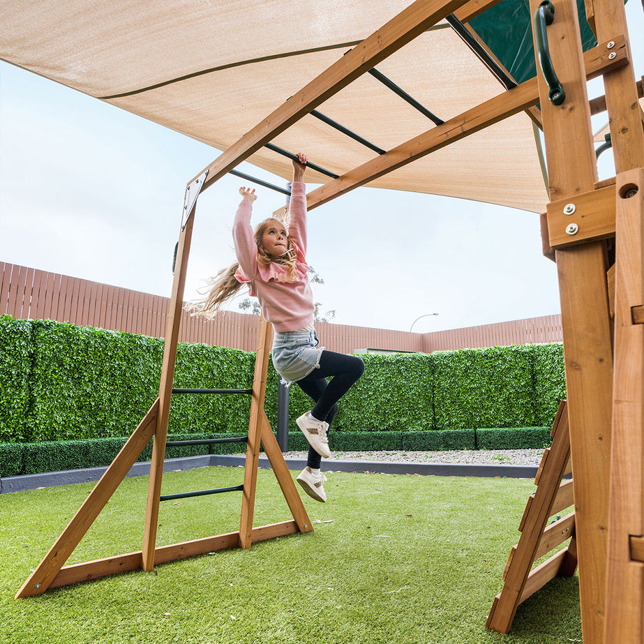 Walton Swing Set, Monkey Bars & Play Centre with 2.2m Slide (Green)