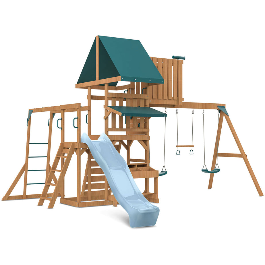 Walton Swing Set, Monkey Bars & Play Centre with 2.2m Slide (Pastel Blue)