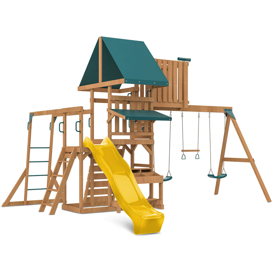Walton Swing Set, Monkey Bars & Play Centre with 2.2m Slide (Yellow)