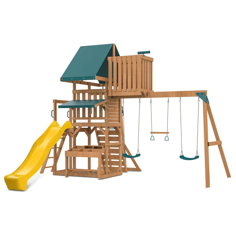 Walton Swing Set, Monkey Bars & Play Centre with 2.2m Slide (Yellow)