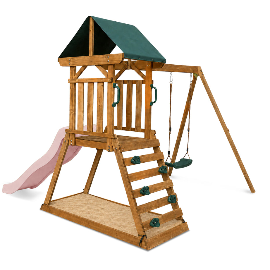 Wattle Play Centre with 1.8m Pastel Pink Slide