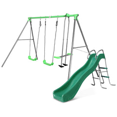 Hurley 2 Metal Swing Set with Slippery Slide