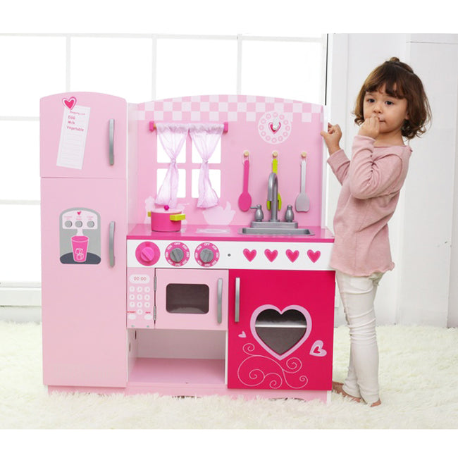 Little Chef Contemporary Wooden Toy Kitchen Pink Delta Children