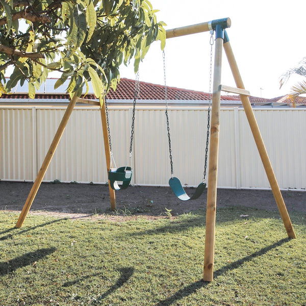 Amber 3 Double Belt Timber Swing Set