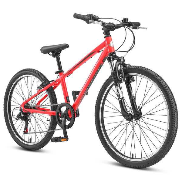 Lightweight Boys 24" Hardtail Mountain Bike Red