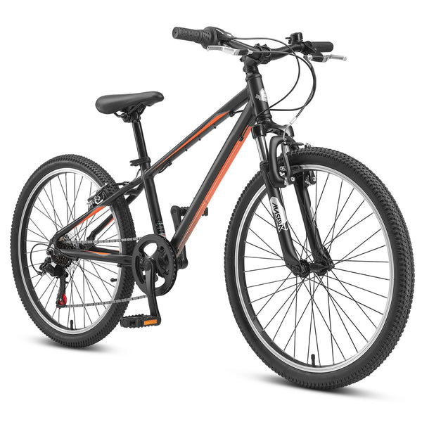 Lightweight Boys 24" Hardtail Mountain Bike Stealth Black