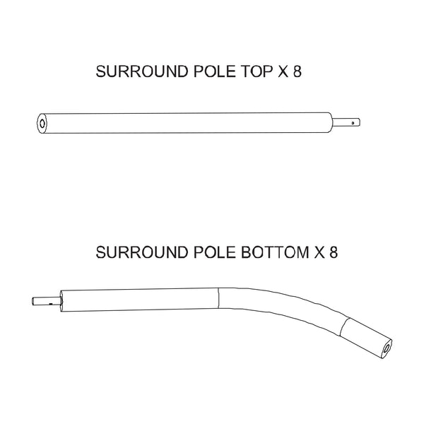 Net Pole Set 7x10ft Trampoline (HyperJump-R, 1x Top 1x Bottom)